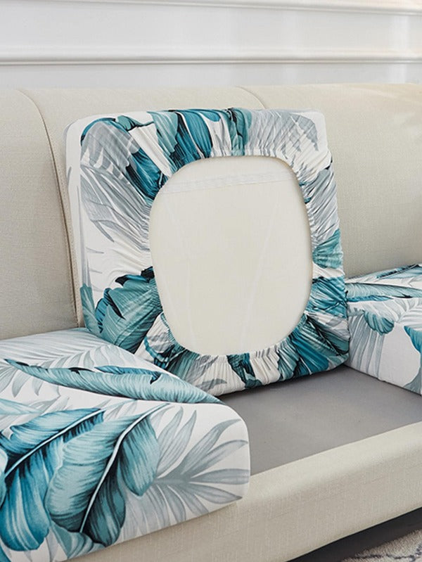 1pc Leaf Print Sofa Seat Cushion Cover, Modern Tropical Leaf Print Sofa Cushion Cover For Household
