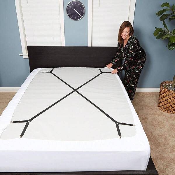 2/4 Adjustable Cross Bed Sheet Straps - Secure Bed Sheets, Triangular Elastic Buckles Suitable For All Mattress Covers