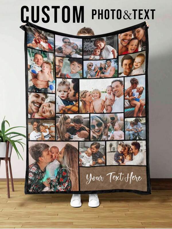 1pc Custom Blanket , Customization Blankets With Over 10 Images,Personalized Soft Cozy Blankets, Personalized Gift,Custom Gift Blanket For Birthday